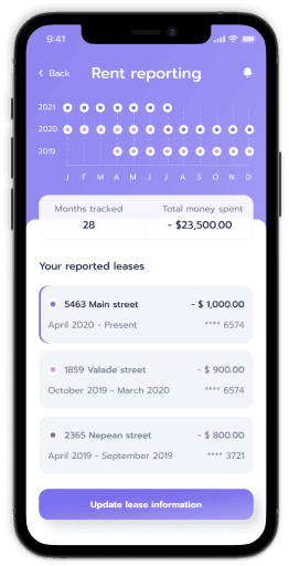 Rent reporting mobile screen